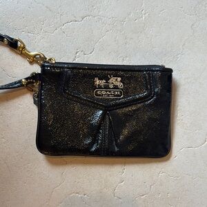 Coach Black Shimmery Leather Clutch